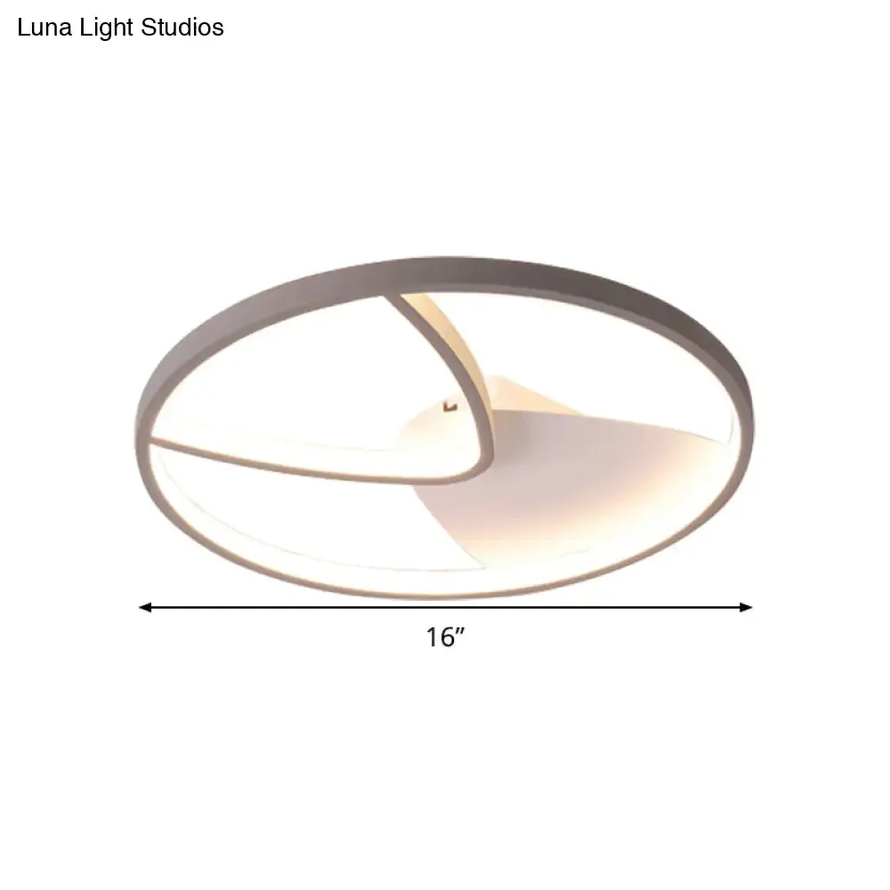 Contemporary Grey Metal V-Shaped LED Ceiling Light with Warm/White Light and Silica Gel Diffuser, 16.5"/20.5" W