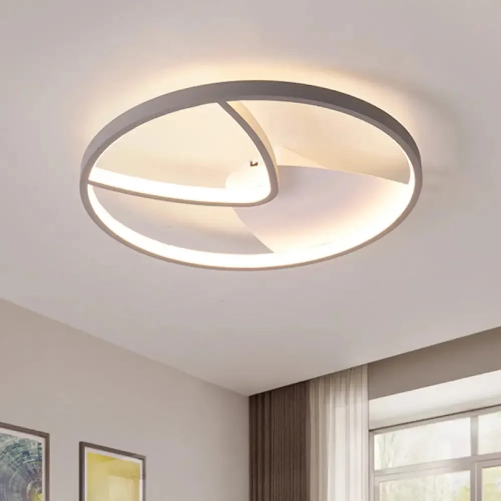 Contemporary Grey Metal V-Shaped LED Ceiling Light with Warm/White Light and Silica Gel Diffuser, 16.5"/20.5" W