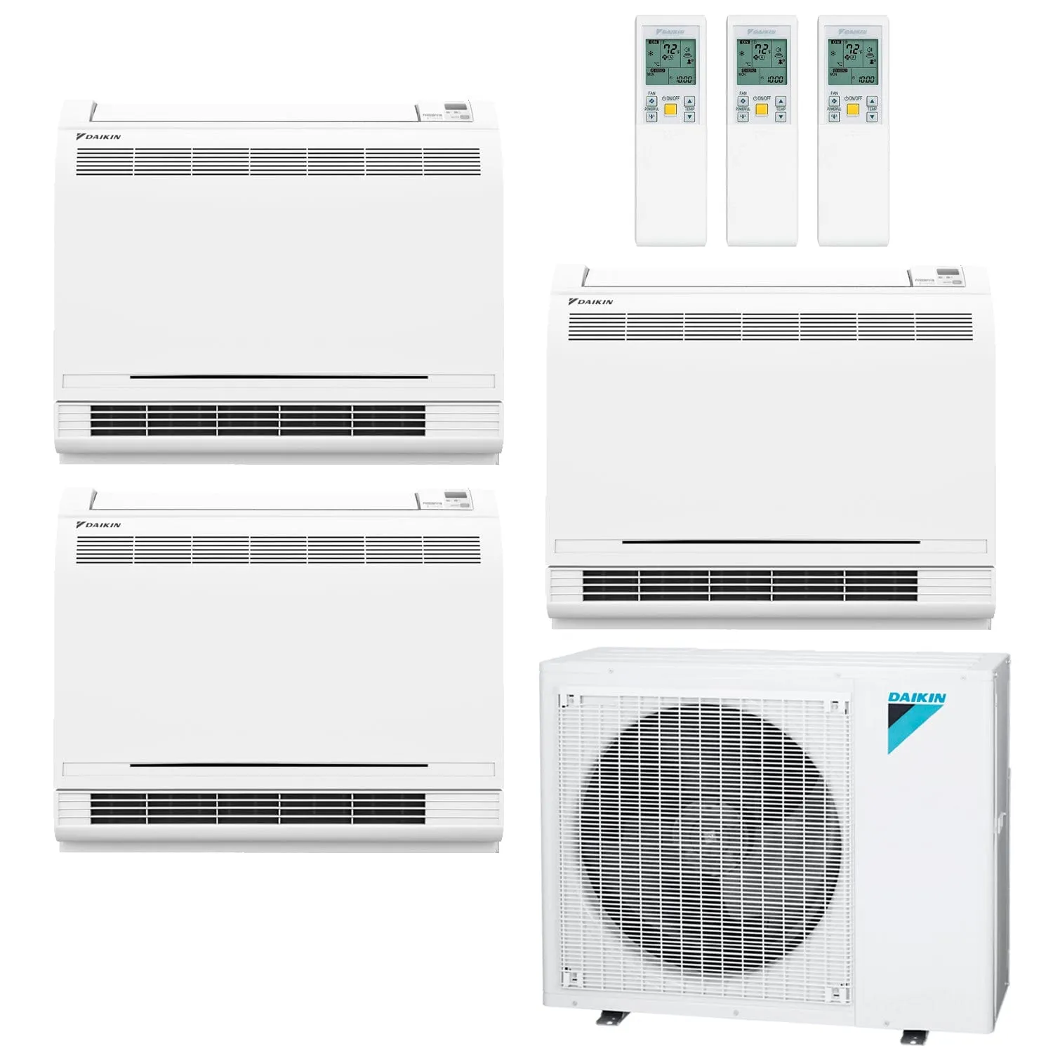 Daikin 3-Zone Floor Standing Hyper Heat Ductless Mini-Split 36000 BTU Heat Pump Air Conditioner 15k   15k   15k - 20 SEER2