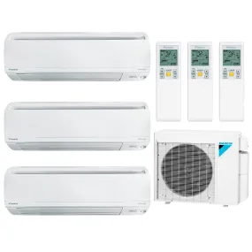 Daikin 3-Zone Wall Mounted Ductless Hyper Heat Mini-Split 24000 BTU Heat Pump Air Conditioner 9k   9k   18k - 18 SEER2