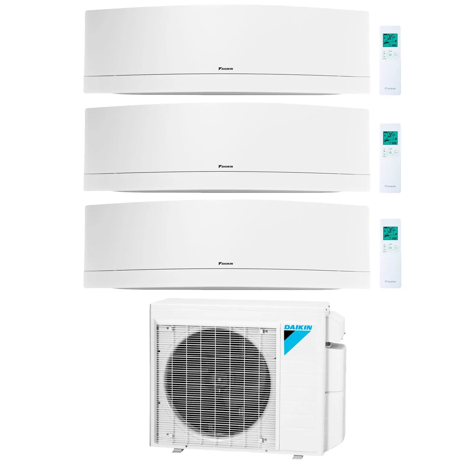 Daikin 3-Zone Wall Mounted Emura White Hyper Heat Ductless Mini-Split 24000 BTU Heat Pump Air Conditioner 9k   12k   12k - 18 SEER2