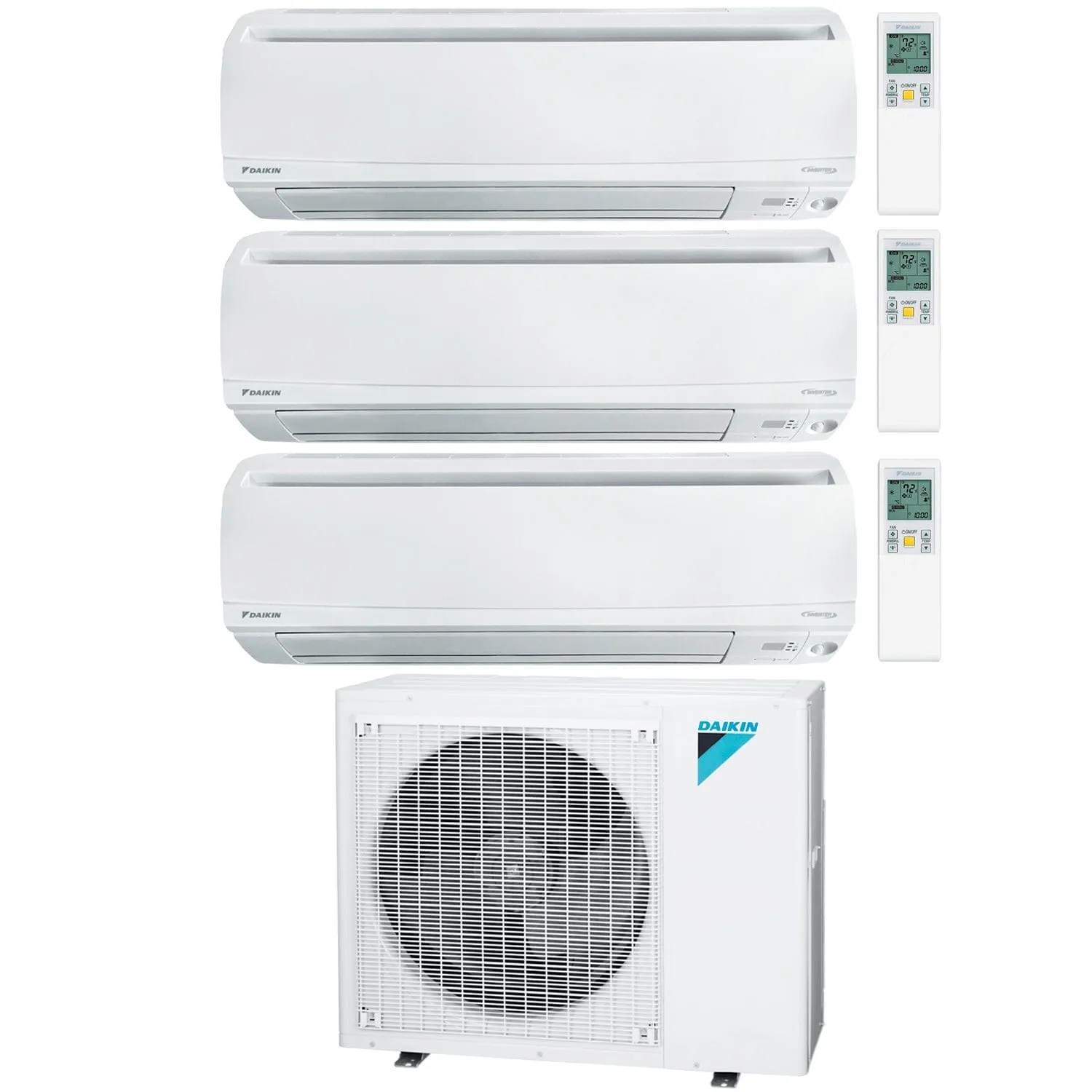 Daikin 3-Zone Wall Mounted Hyper Heat Ductless Mini-Split 36000 BTU Heat Pump Air Conditioner 12k   15k   15k - 20 SEER2