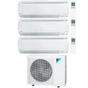 Daikin 3-Zone Wall Mounted Hyper Heat Ductless Mini-Split 36000 BTU Heat Pump Air Conditioner 12k   15k   15k - 20 SEER2