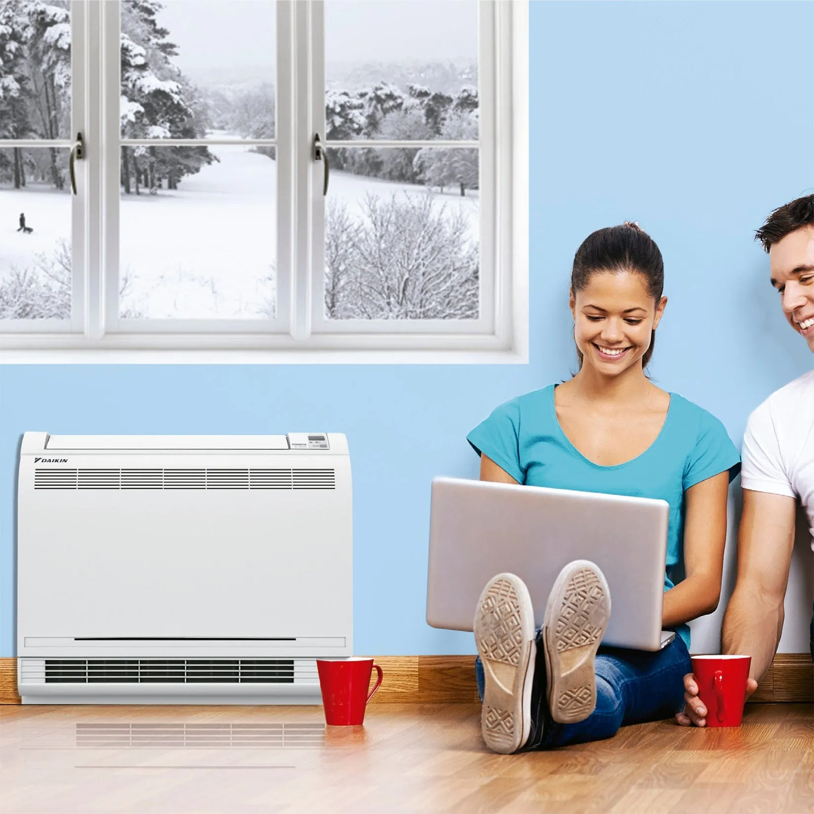 Daikin 4-Zone Floor Standing Hyper Heat Ductless Mini-Split 36000 BTU Heat Pump Air Conditioner 9k   12k   12k   12k - 20 SEER2