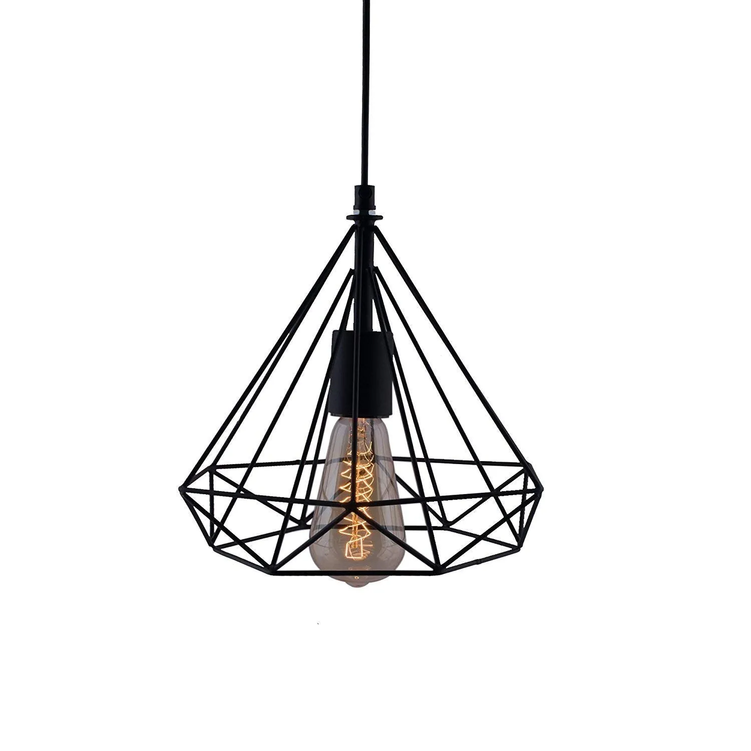 DarkVision Black Hanging Ceiling Pendant Light, Diamond Shape for Dining, Bedroom, Living Room, Restaurants,Coffee Shop, Balcony, Home (Without Bulb)