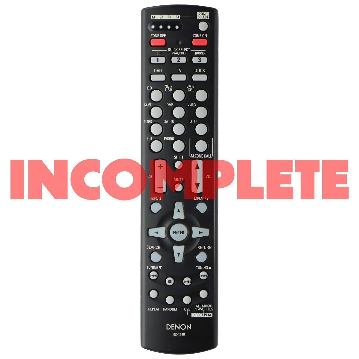 Denon OEM Remote Control (RC-1148) for Select Denon Systems - Black