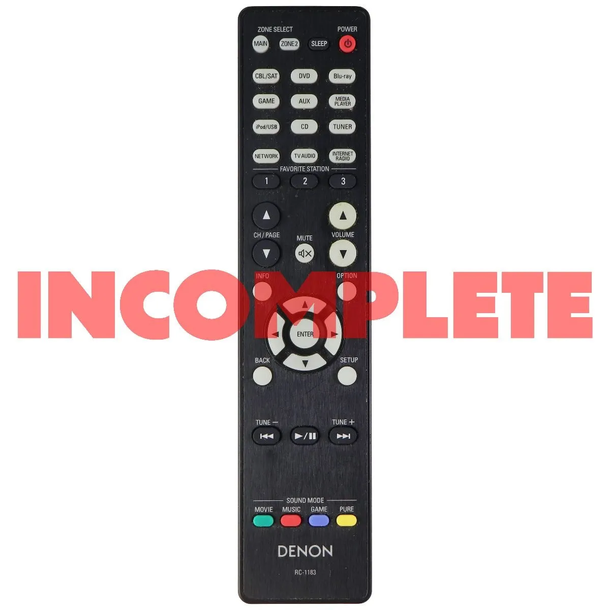 Denon OEM Remote Control (RC-1183) for Select Denon Systems - Black