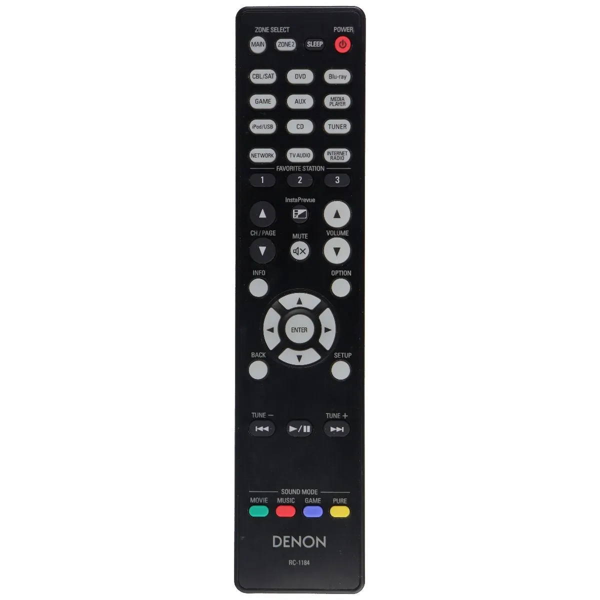 Denon OEM Remote Control (RC-1184) for Select Denon Systems - Black