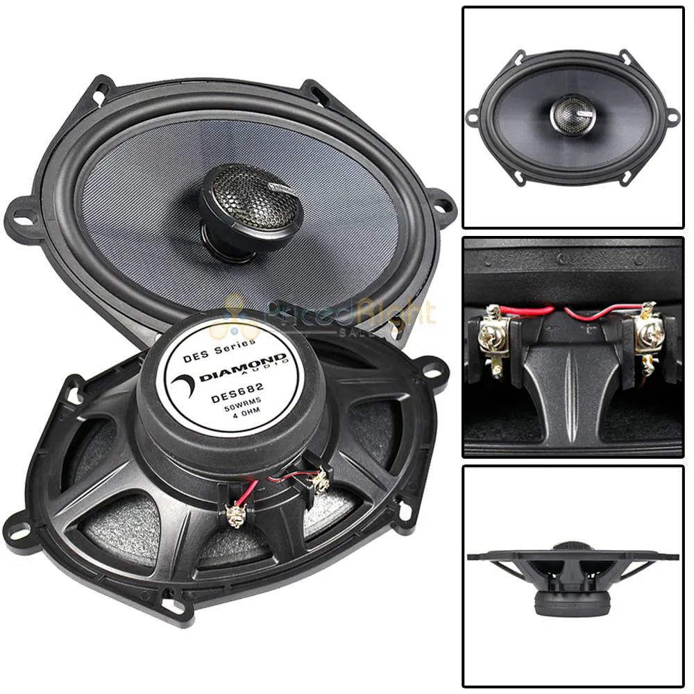 Diamond Audio 2 Way 6x8" Coaxial Speaker System 100 Watts Max 4 Ohm DES682 Pair