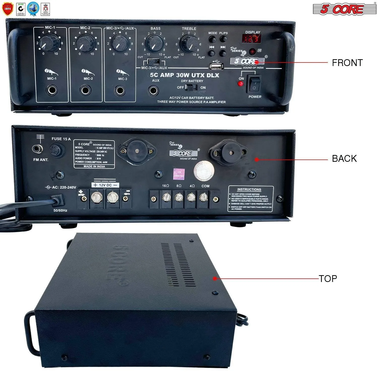 Dual Channel 300W Peak Output Amplifier AMP 30W-UTX-DLX