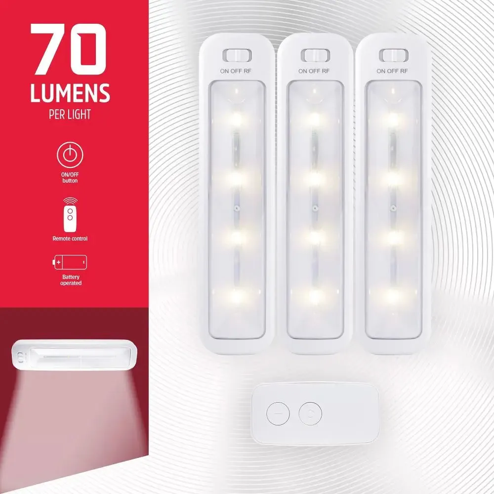 Energizer 9" 3pk 50 Lumens LED Cabinet Lights Bar with Remote White