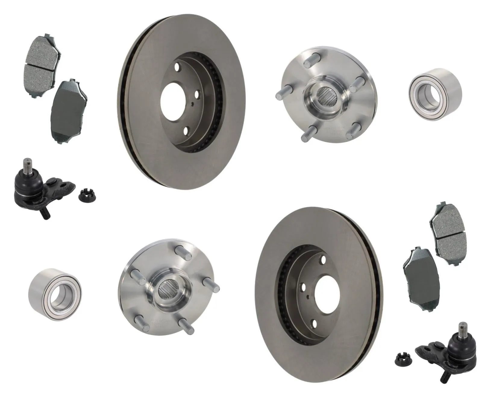 Fits For Toyota 01-05 RAV4 Rotors Pads Ball Joints & Hub Bearing Kits New 7pc