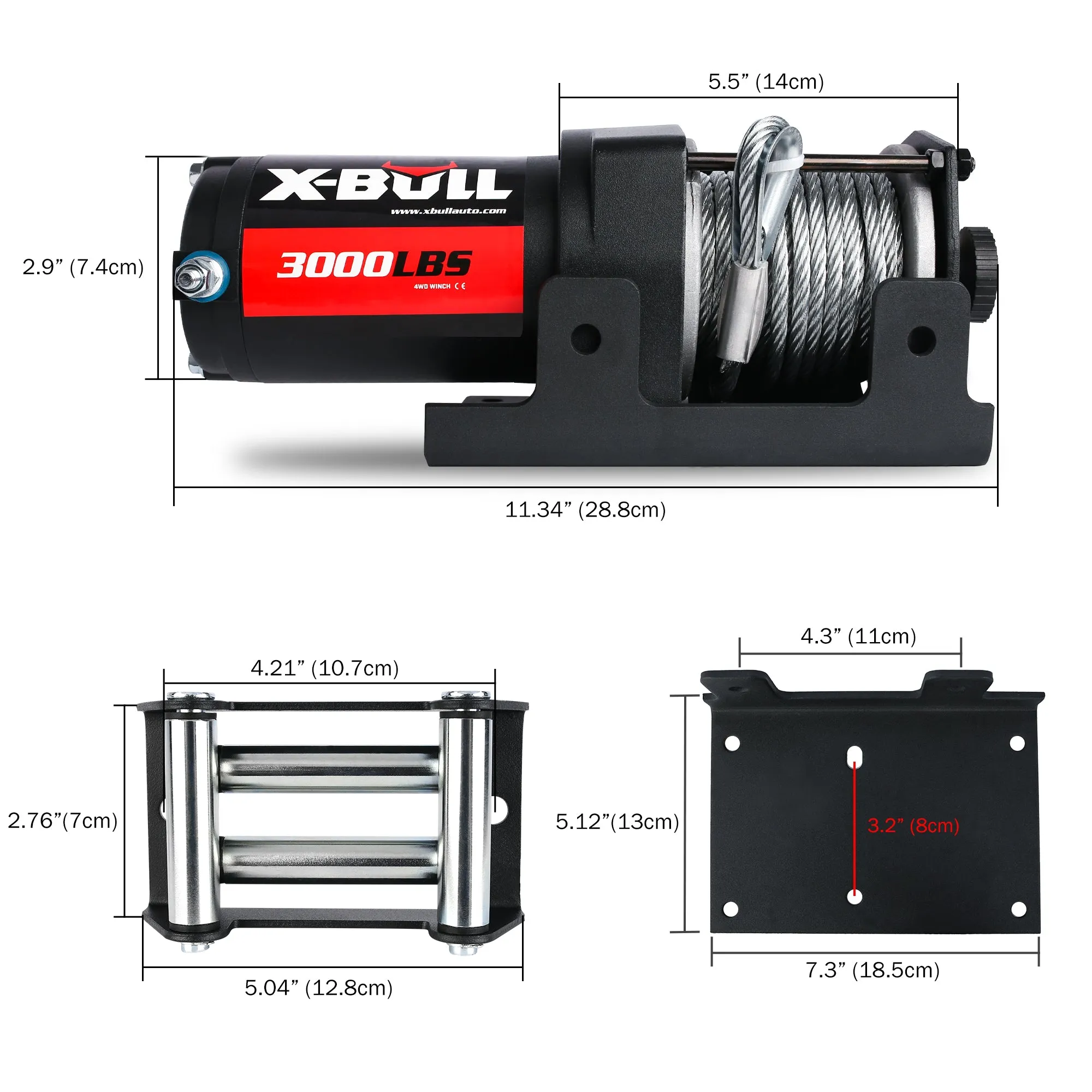 High-Power 3000lbs Electric Winch 12V with Wireless Remote - X-BULL (20 Units)