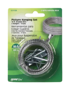 Hillman AnchorWire Steel-Plated Conventional Picture Hanging Set 50 lb 2 pk