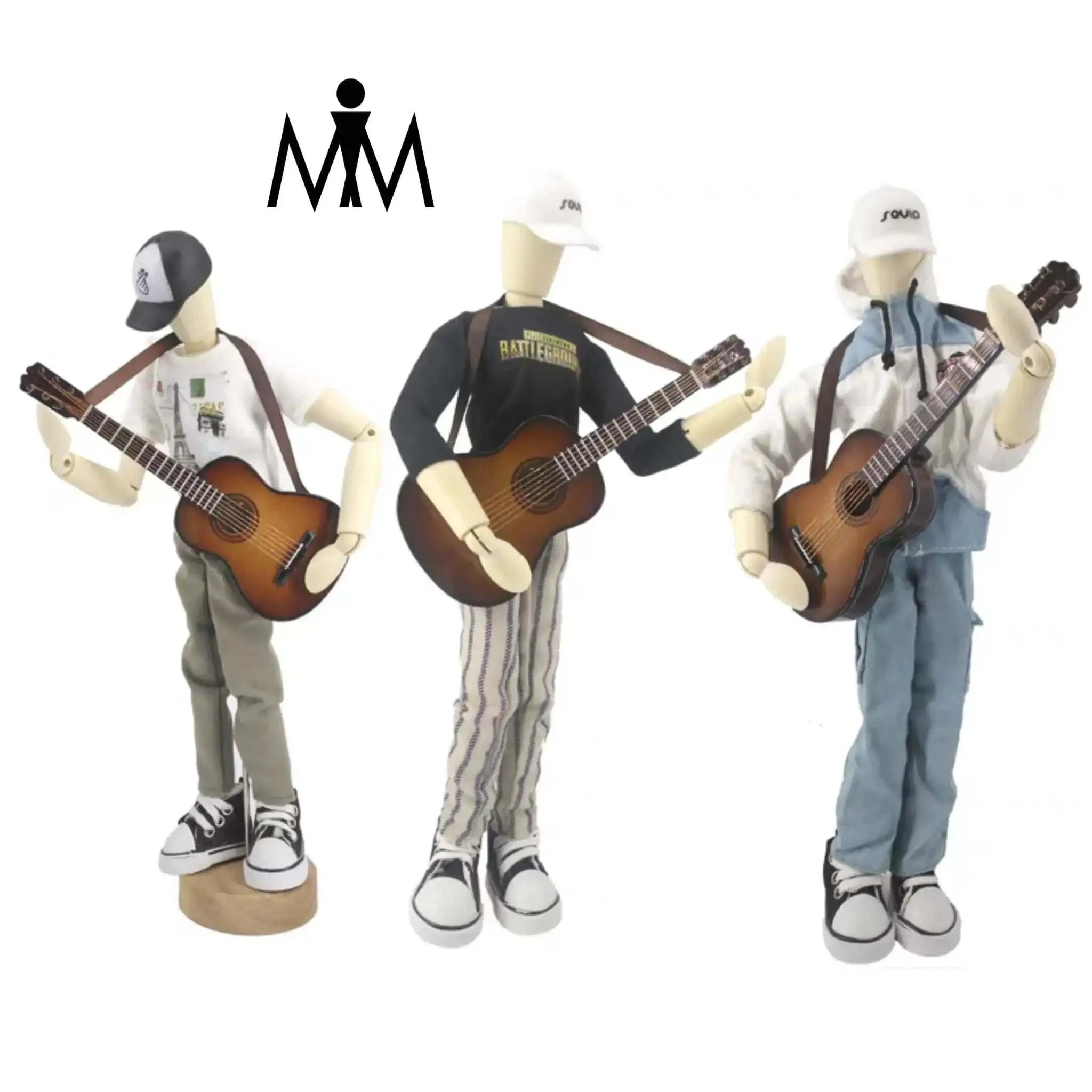 Homemade Ornaments - Articulated Wudi Playing Guitar Wooden Decoration