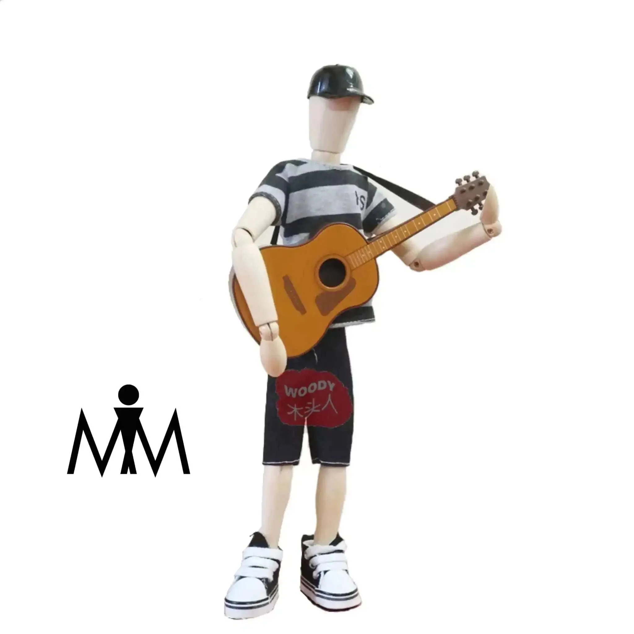 Homemade Ornaments - Articulated Wudi Playing Guitar Wooden Decoration