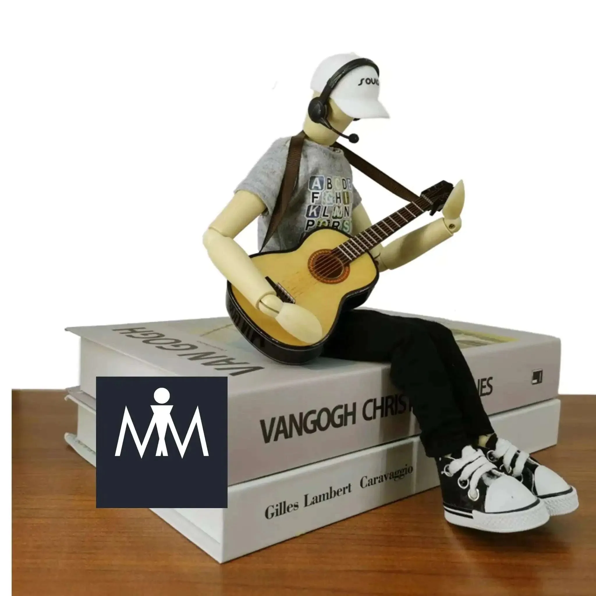 Homemade Ornaments - Articulated Wudi Playing Guitar Wooden Decoration