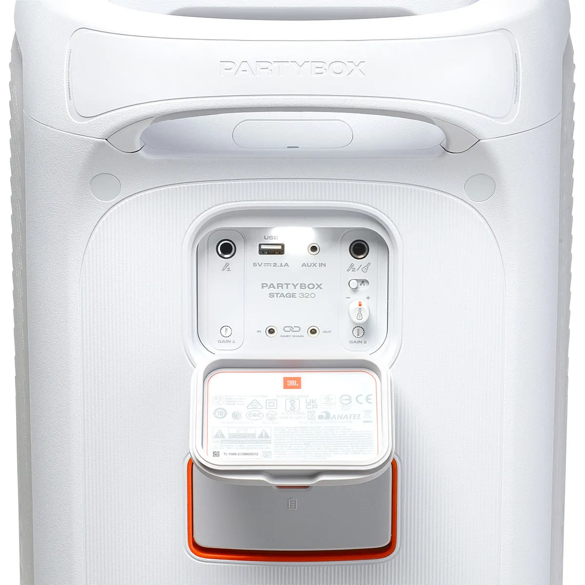 JBL PartyBox Stage 320 Portable Party Speaker with Wheels (White)