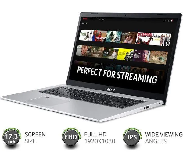 Laptop Acer Aspire 3 17.3" Pentium 8GB 512GB  Windows 11 Home - Silver