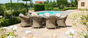 Maze Winchester 8 Seat Oval Fire Pit Dining Set With Heritage Chairs