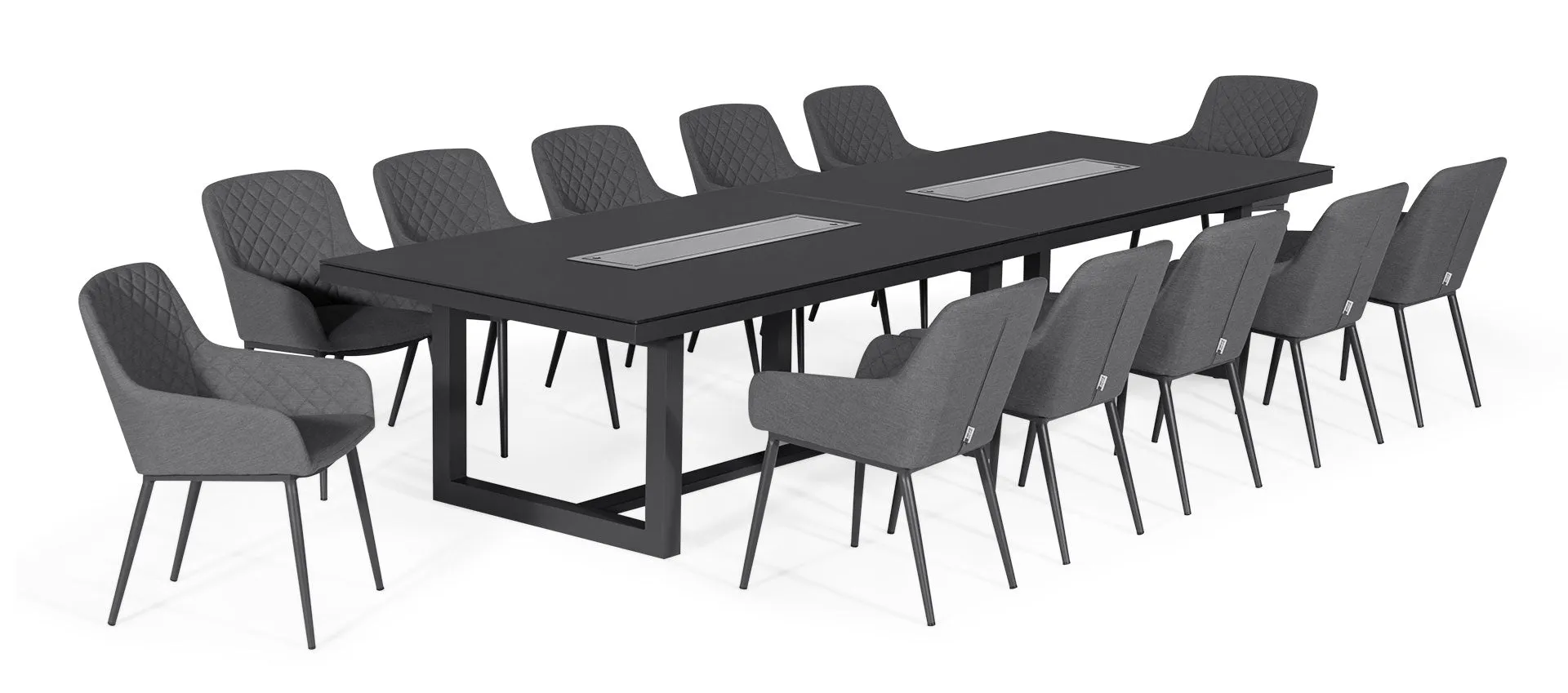 Maze Zest 12 Seat Rectangular Dining Set with Fire Pit Table