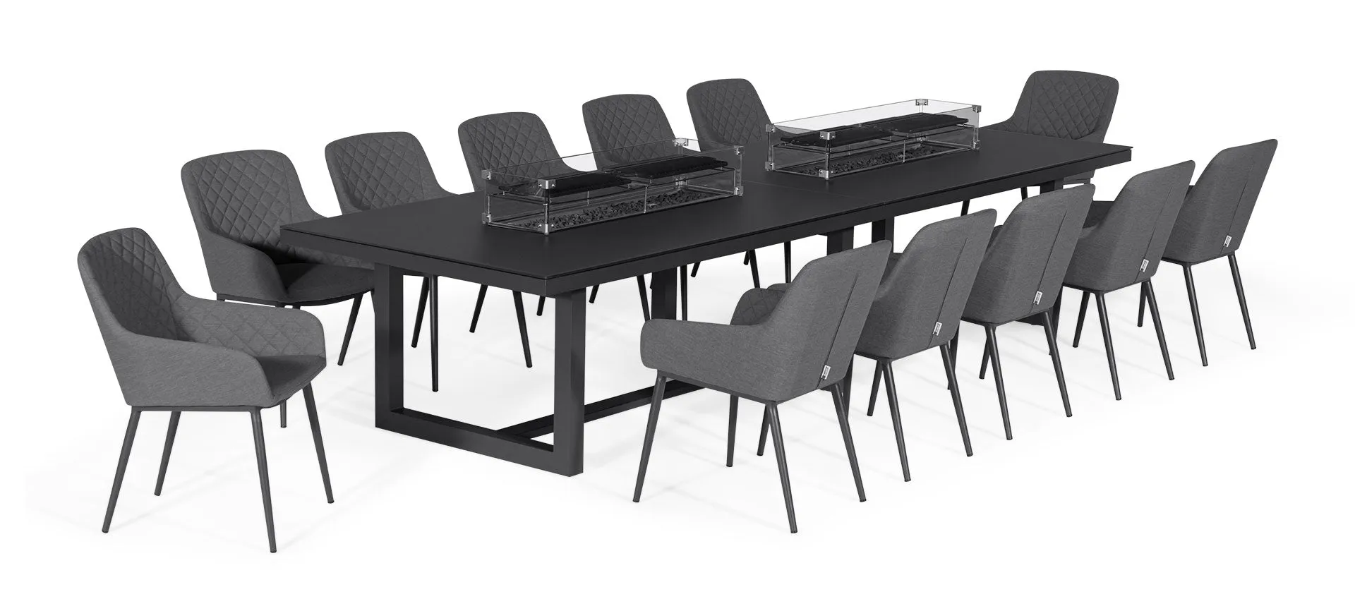 Maze Zest 12 Seat Rectangular Dining Set with Fire Pit Table