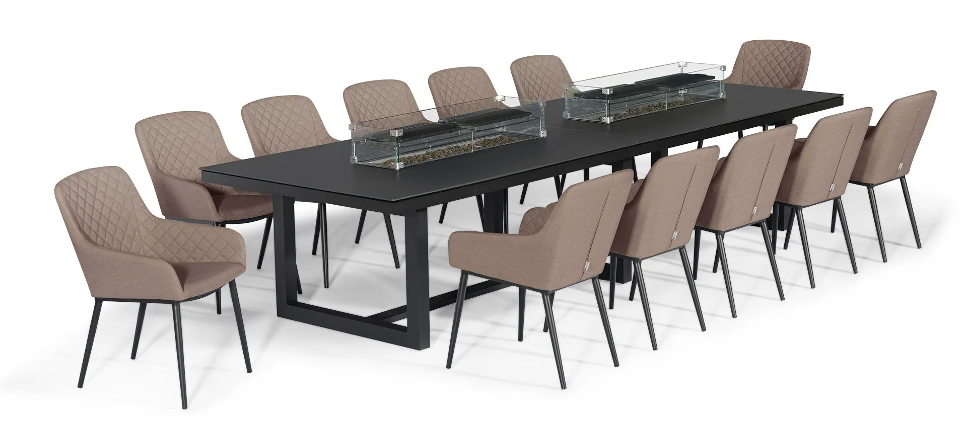 Maze Zest 12 Seat Rectangular Dining Set with Fire Pit Table