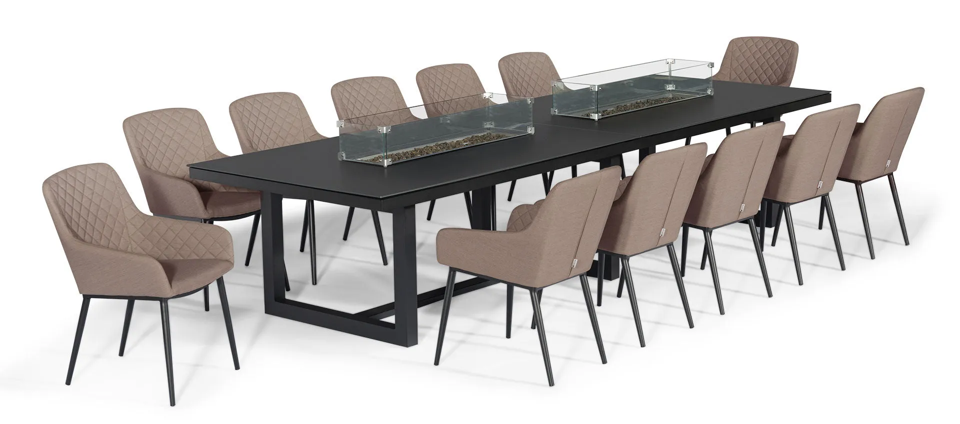 Maze Zest 12 Seat Rectangular Dining Set with Fire Pit Table