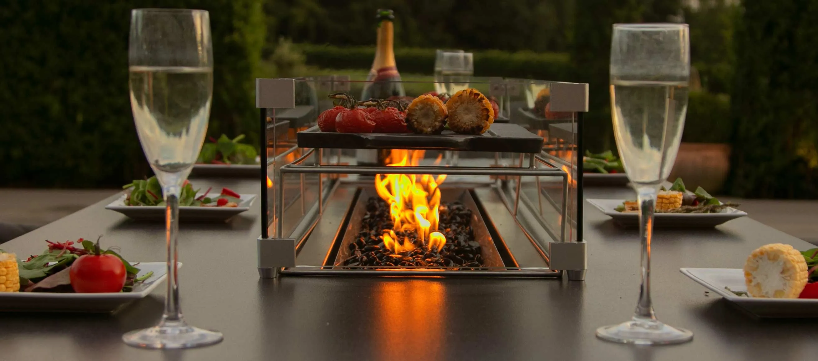 Maze Zest 12 Seat Rectangular Dining Set with Fire Pit Table