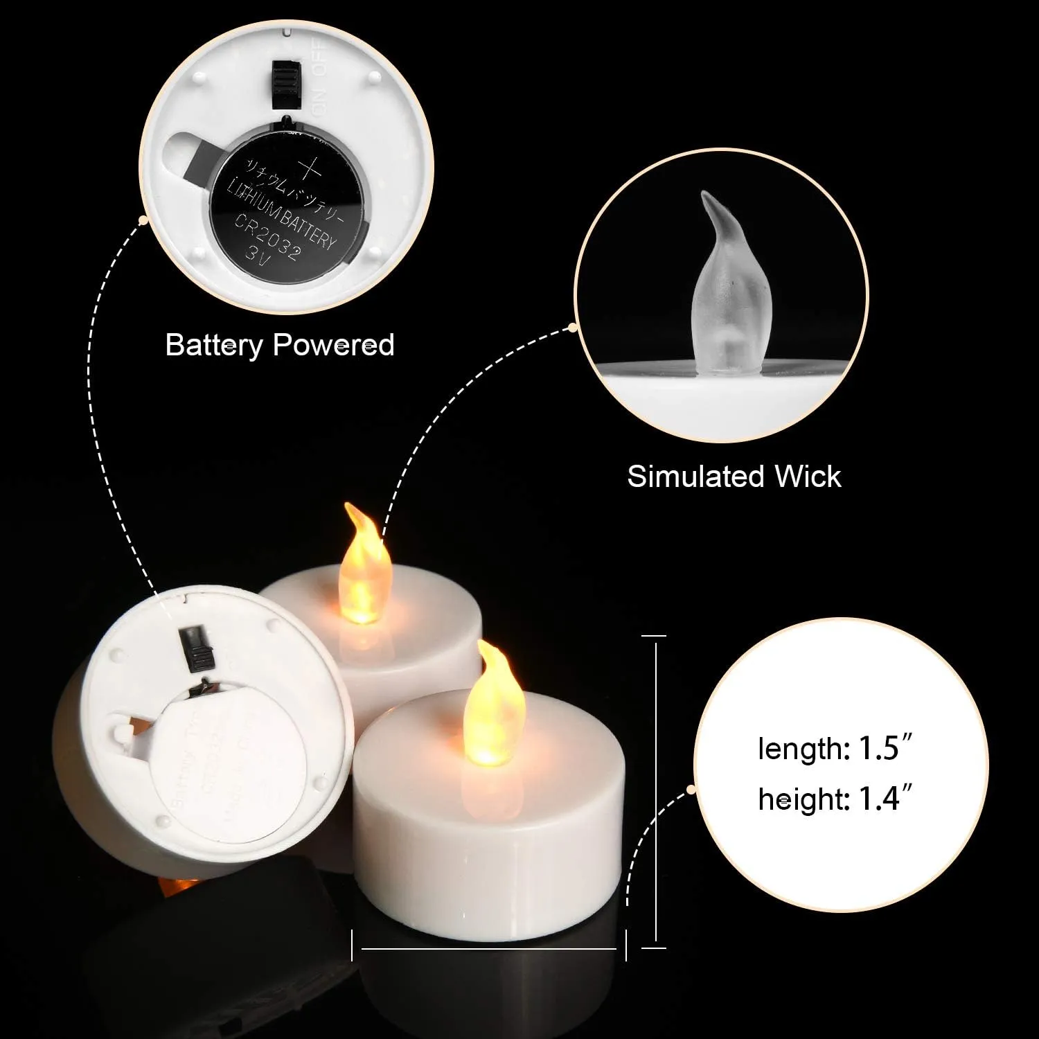 Pandaing 50-pack Unscented Flameless Tealight Candles With Batteries