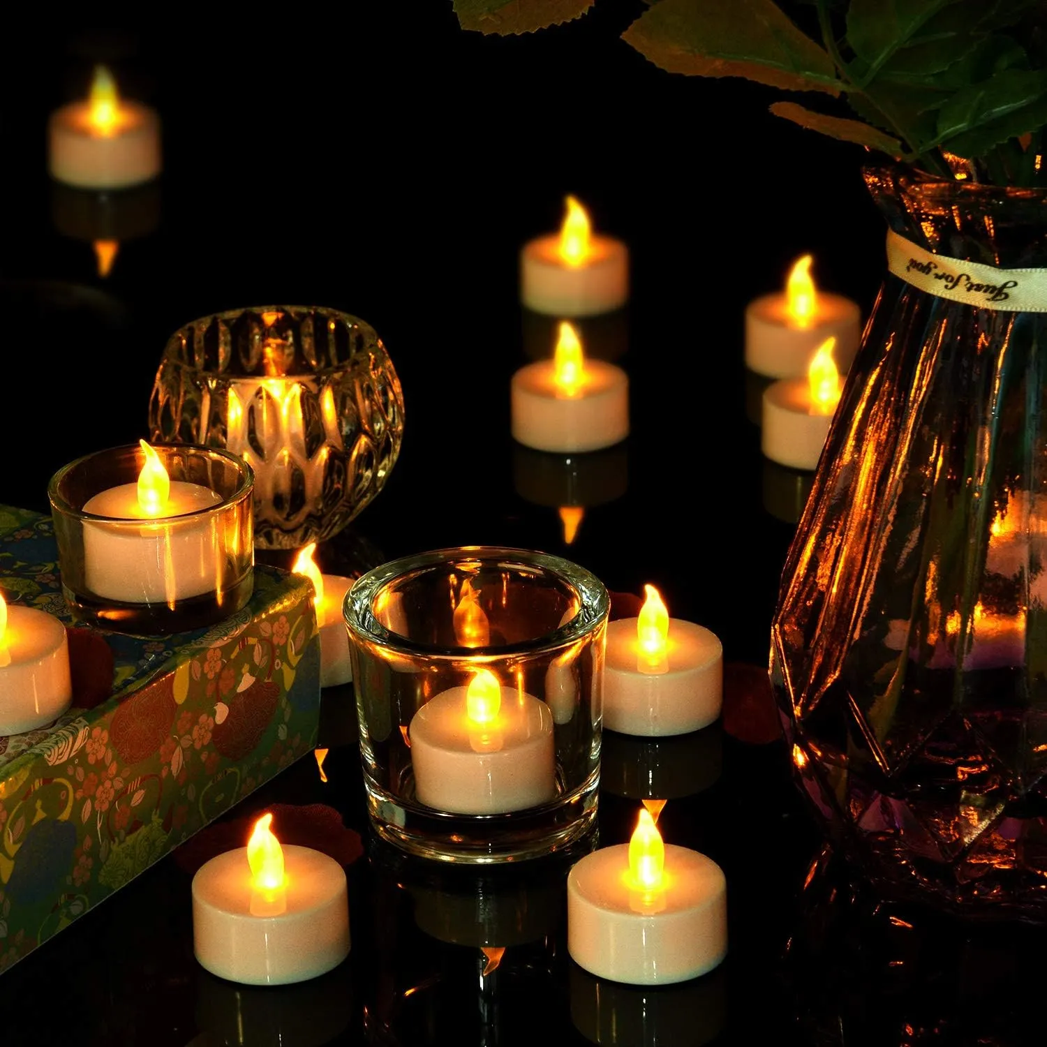 Pandaing 50-pack Unscented Flameless Tealight Candles With Batteries