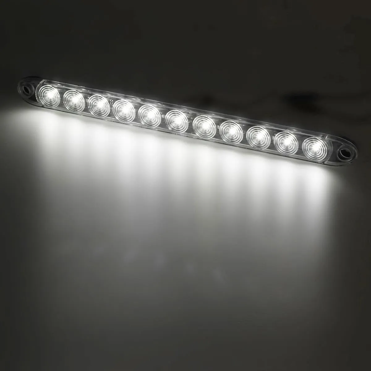 Partsam 2Pcs 15 Inch White Led Trailer Reverse Backup Light Bars Clear Lens, Sealed 11 LED Flange Mount Trailer Truck 15" Inch Reverse White Light Bar Utility Marker Light Bar RV Front Access Light