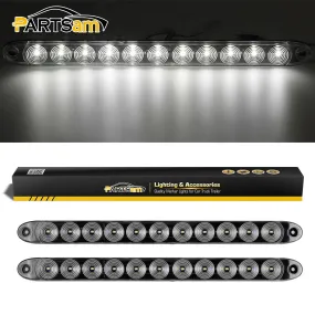 Partsam 2Pcs 15 Inch White Led Trailer Reverse Backup Light Bars Clear Lens, Sealed 11 LED Flange Mount Trailer Truck 15" Inch Reverse White Light Bar Utility Marker Light Bar RV Front Access Light