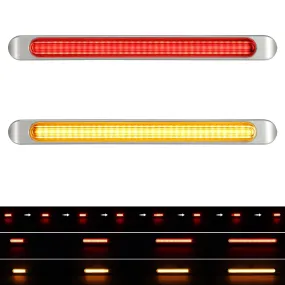 Partsam 2pcs 17 Inch Led Trailer Tail Light Bar Sequential Turn Signal Light Clear Lens 72 LED 2835SMD Red Amber with 2 Screws High Low Brightness Running Marker ID Brake Stop Turn Tail Light 12V-24V