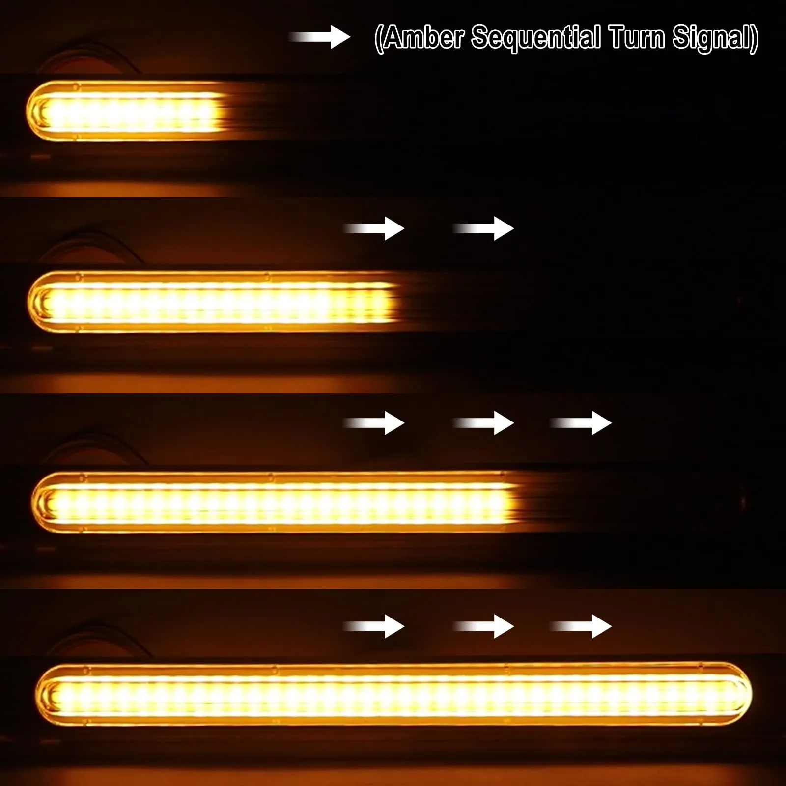 Partsam 2pcs 17 Inch Led Trailer Tail Light Bar Sequential Turn Signal Light Clear Lens 72 LED 2835SMD Red Amber with 2 Screws High Low Brightness Running Marker ID Brake Stop Turn Tail Light 12V-24V