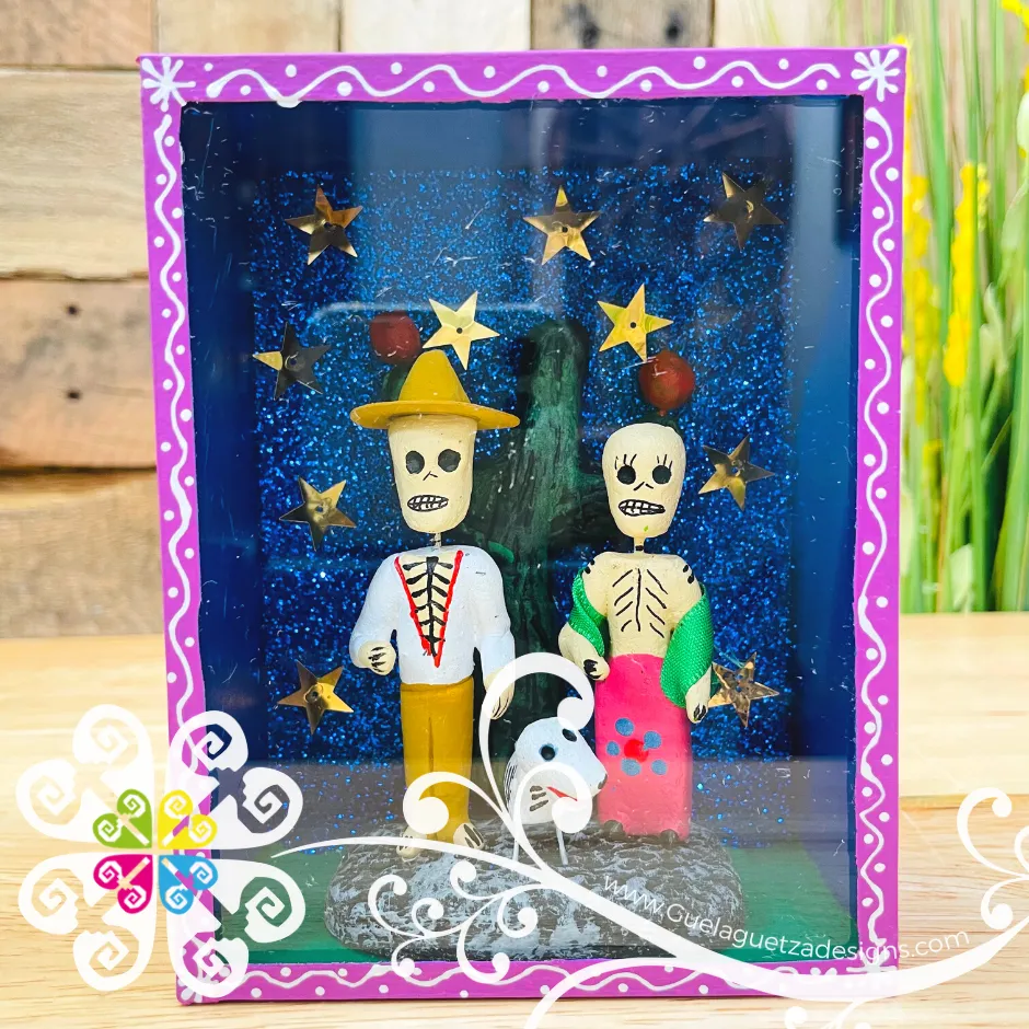Pink Couple Mexican Box Decor - Cajita Decorativa Barro Cocido