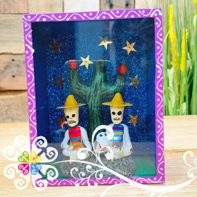 Pink Couple Mexican Box Decor - Cajita Decorativa Barro Cocido