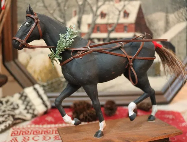 Prancing Horse Pull Toy Twig Cart Holiday Gathering Fabulous