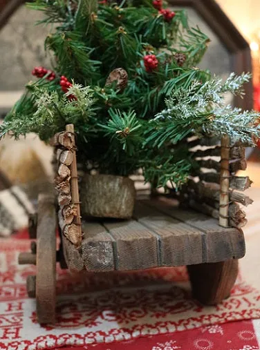 Prancing Horse Pull Toy Twig Cart Holiday Gathering Fabulous