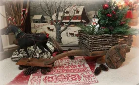 Prancing Horse Pull Toy Twig Cart Holiday Gathering Fabulous