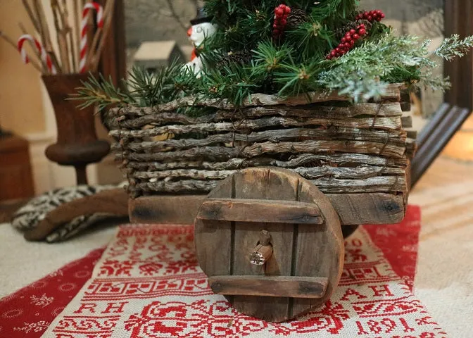 Prancing Horse Pull Toy Twig Cart Holiday Gathering Fabulous
