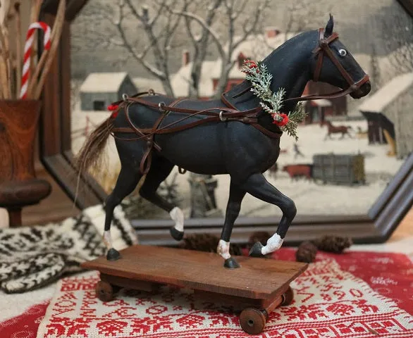 Prancing Horse Pull Toy Twig Cart Holiday Gathering Fabulous
