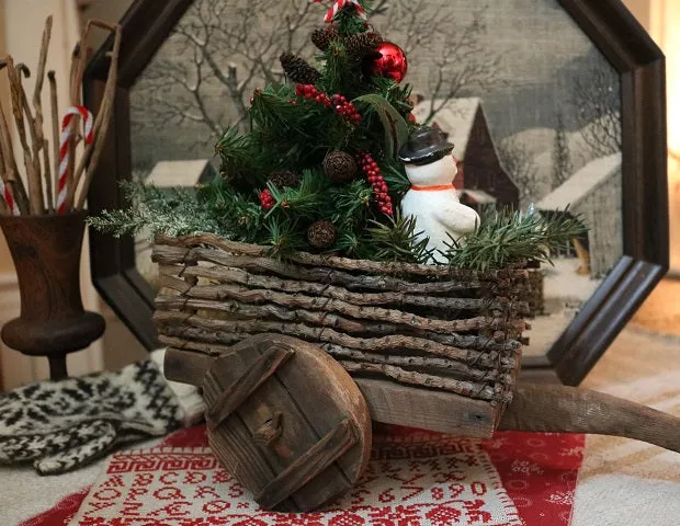 Prancing Horse Pull Toy Twig Cart Holiday Gathering Fabulous