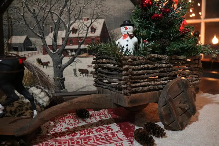 Prancing Horse Pull Toy Twig Cart Holiday Gathering Fabulous