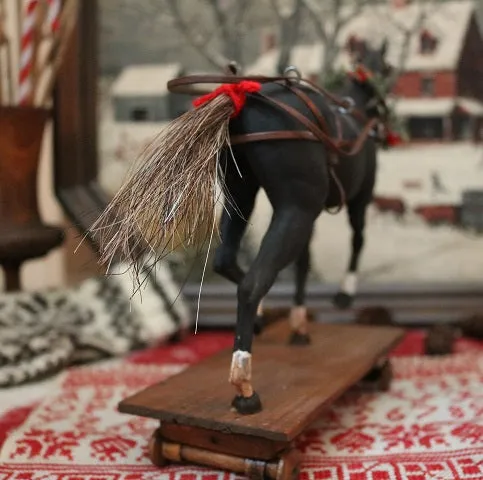 Prancing Horse Pull Toy Twig Cart Holiday Gathering Fabulous