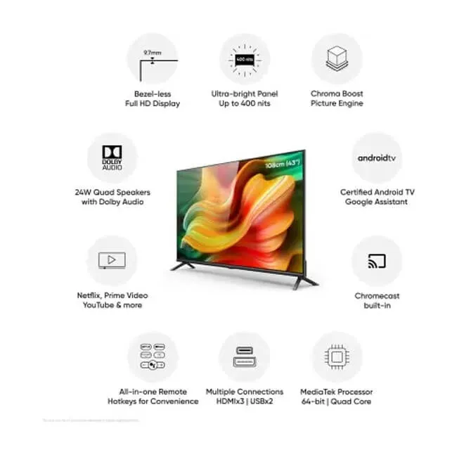 Realme 43 inches (100 cm) Full HD LED Android Smart TV