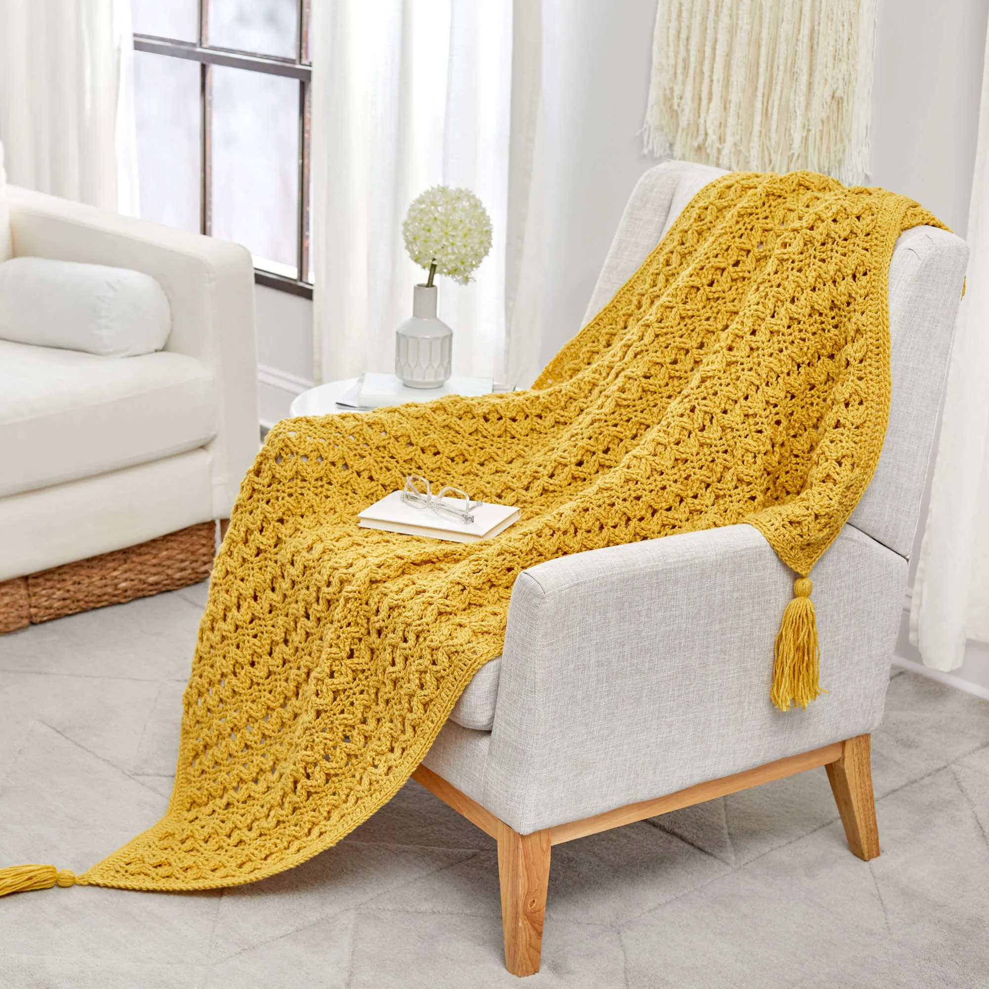 Red Heart Crochet Golden Waves Throw