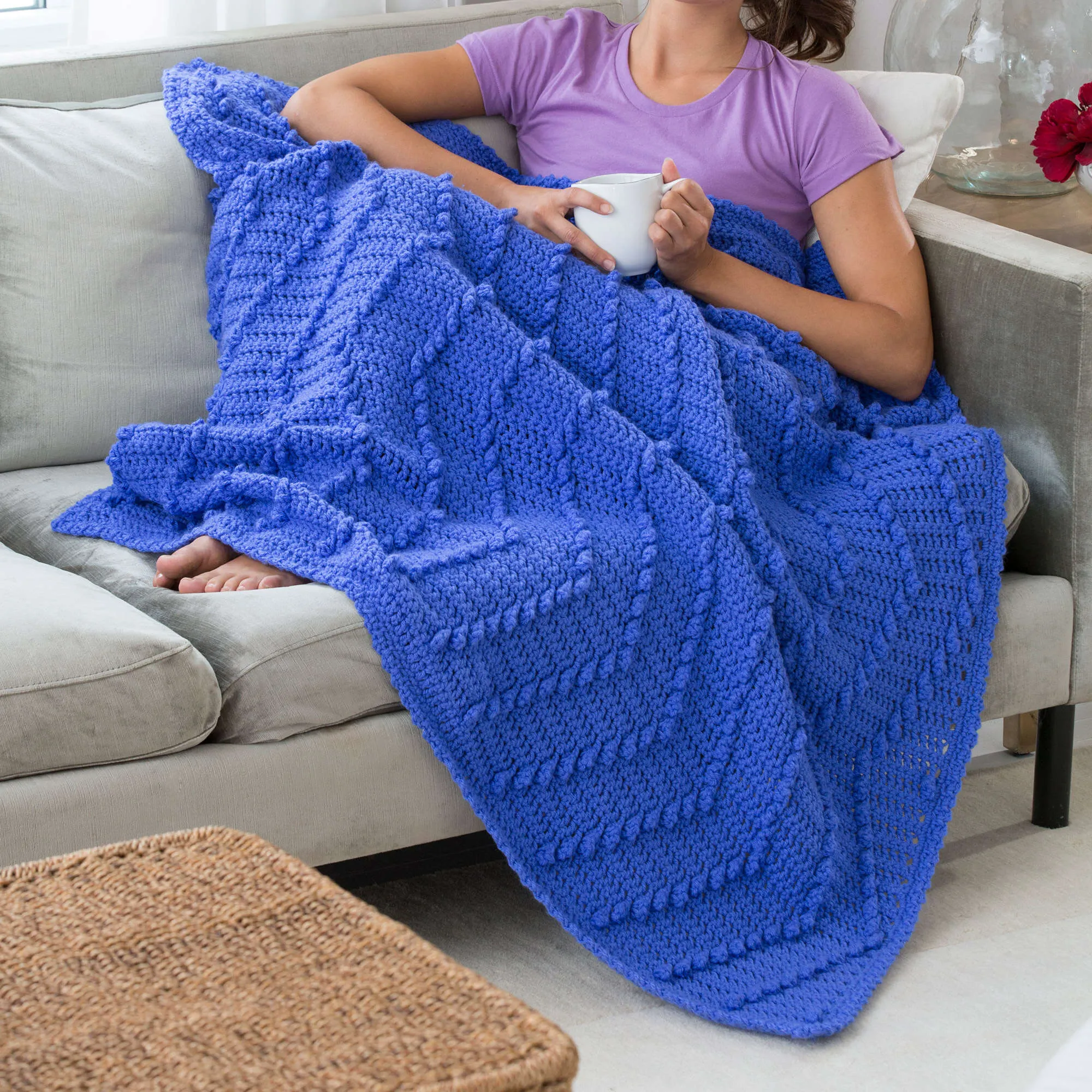 Red Heart Crochet Lazy Waves Throw