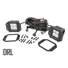 Rough Country 2 Inch Chrome Series LED Light Pods Flush Mount - Amber DRL | Universal