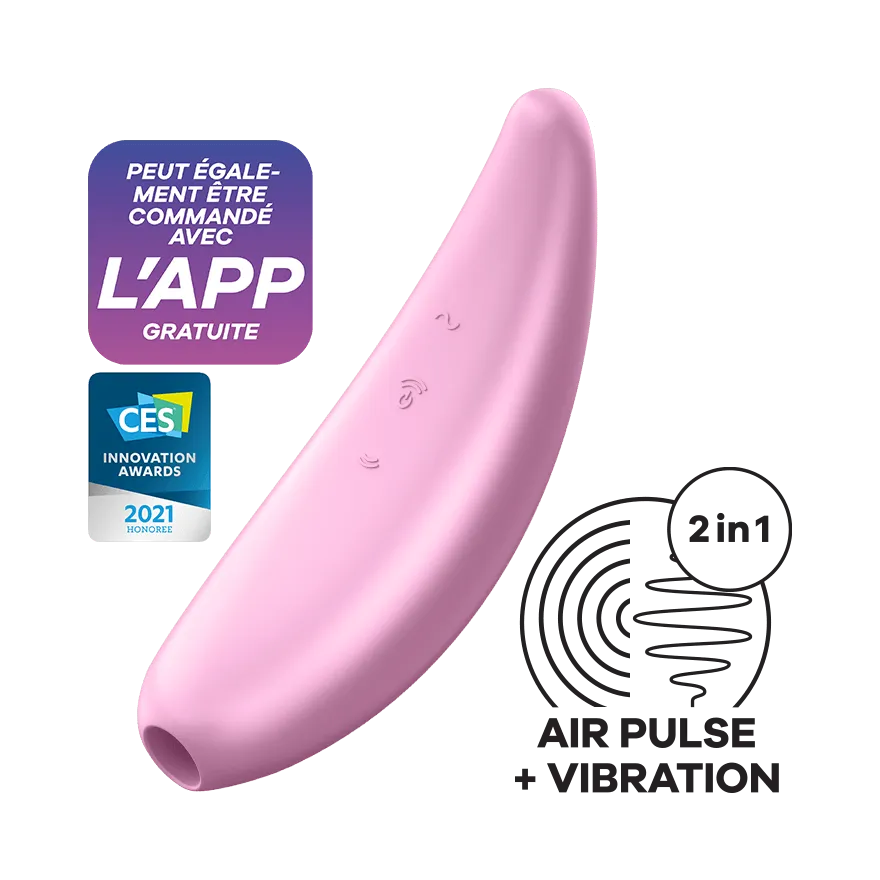 Satisfyer Curvy 3  2-N-1 Rechargeable Silicone Lay-On Clitoral Stimulator Pink